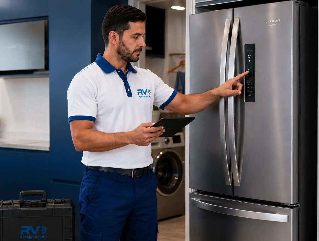 Técnico da RV Refrigeração em atendimento de assistência técnica em Gravataí e Cachoeirinha